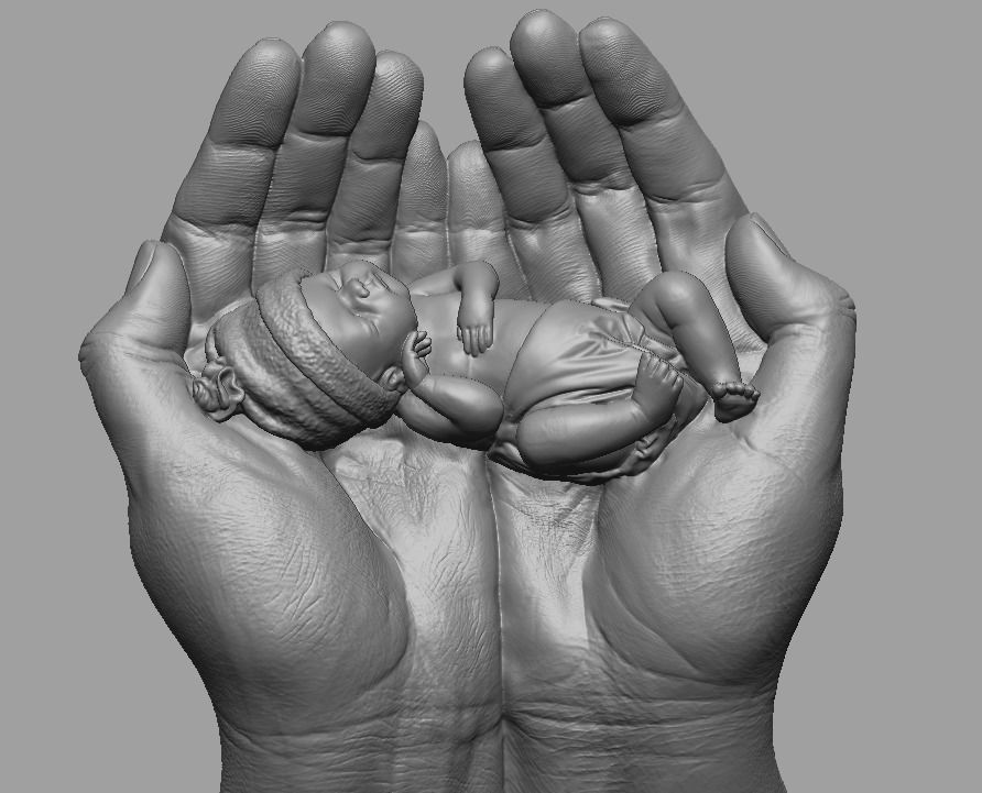 hands carrying sleeping baby 3D print model_65