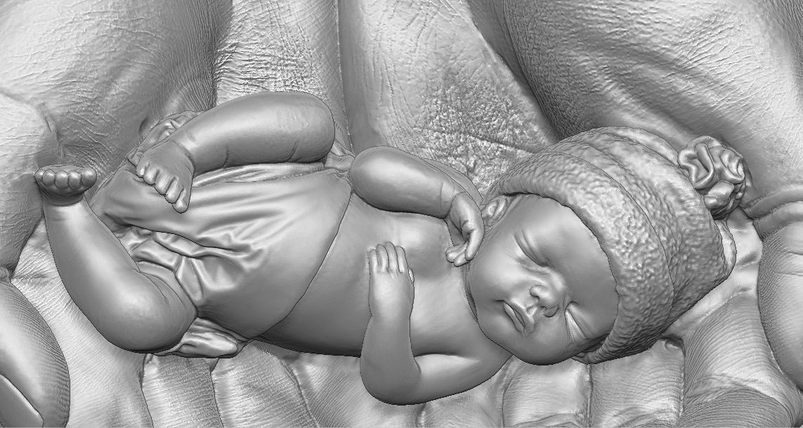 hands carrying sleeping baby 3D print model_6