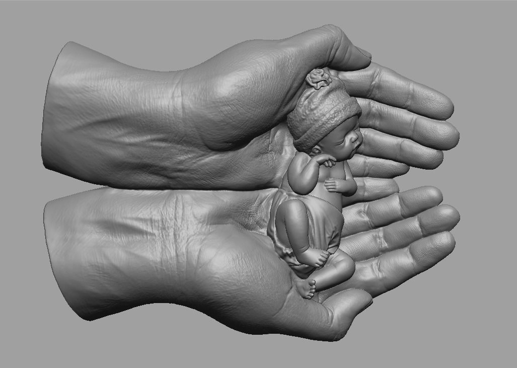 hands carrying sleeping baby 3D print model_60