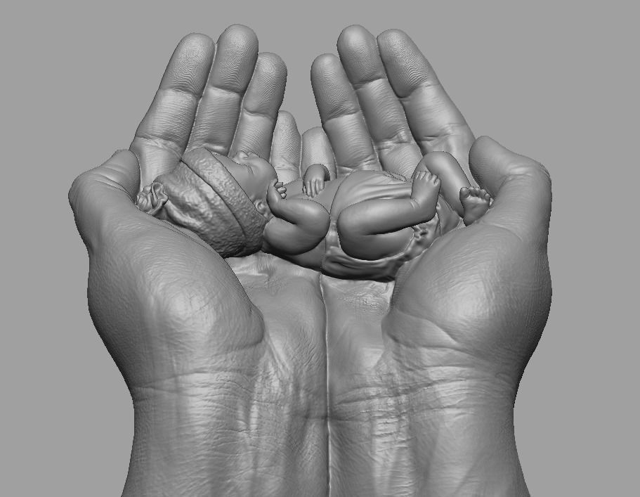 hands carrying sleeping baby 3D print model_59