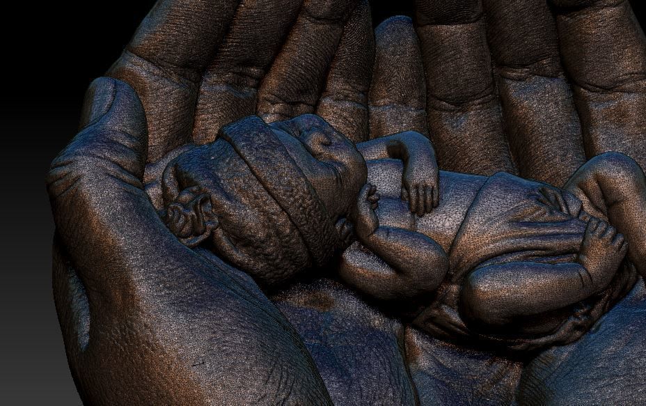 hands carrying sleeping baby 3D print model_31