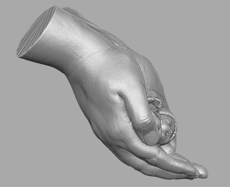 hands carrying sleeping baby 3D print model_16