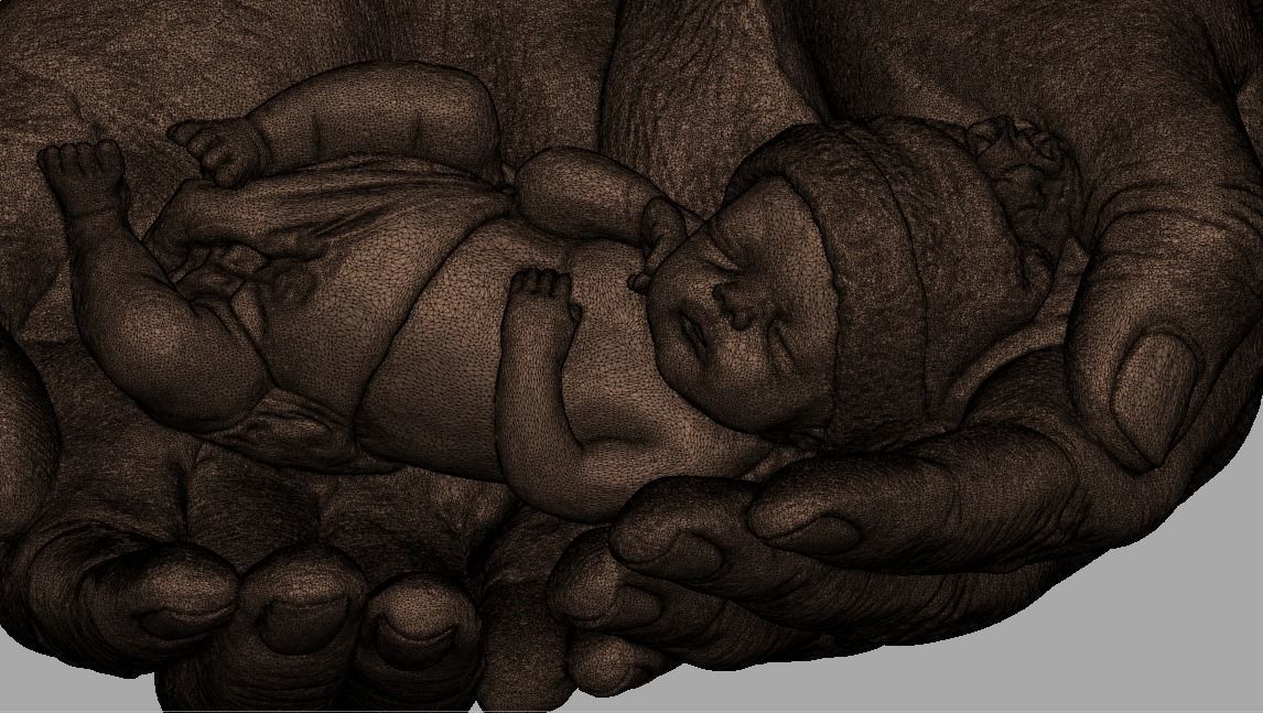 hands carrying sleeping baby 3D print model_28