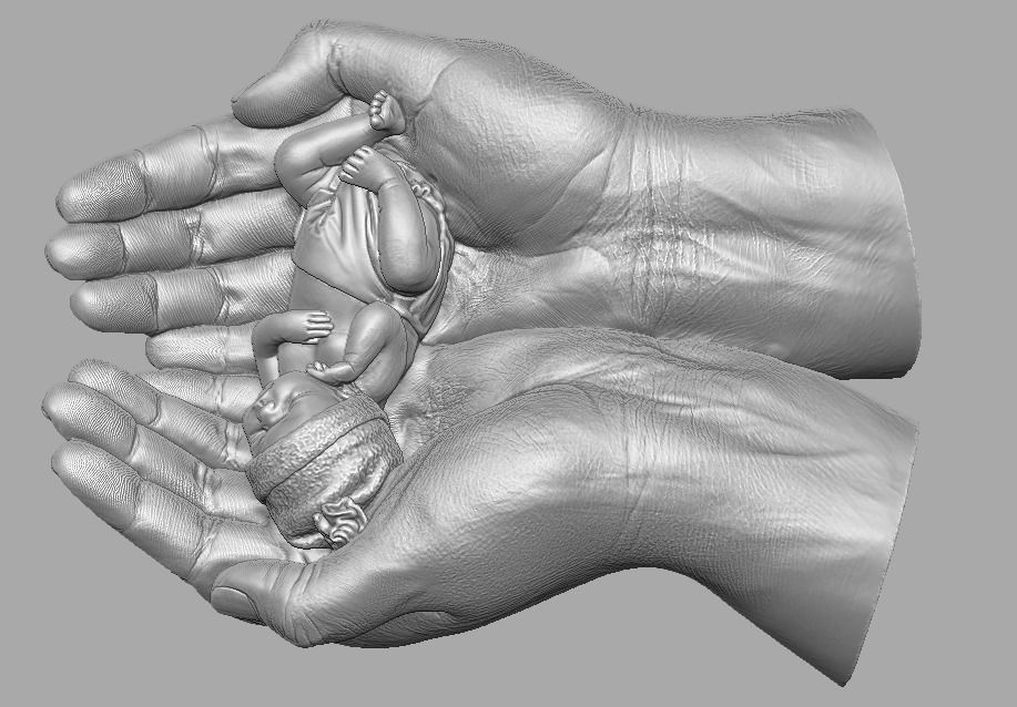 hands carrying sleeping baby 3D print model_25