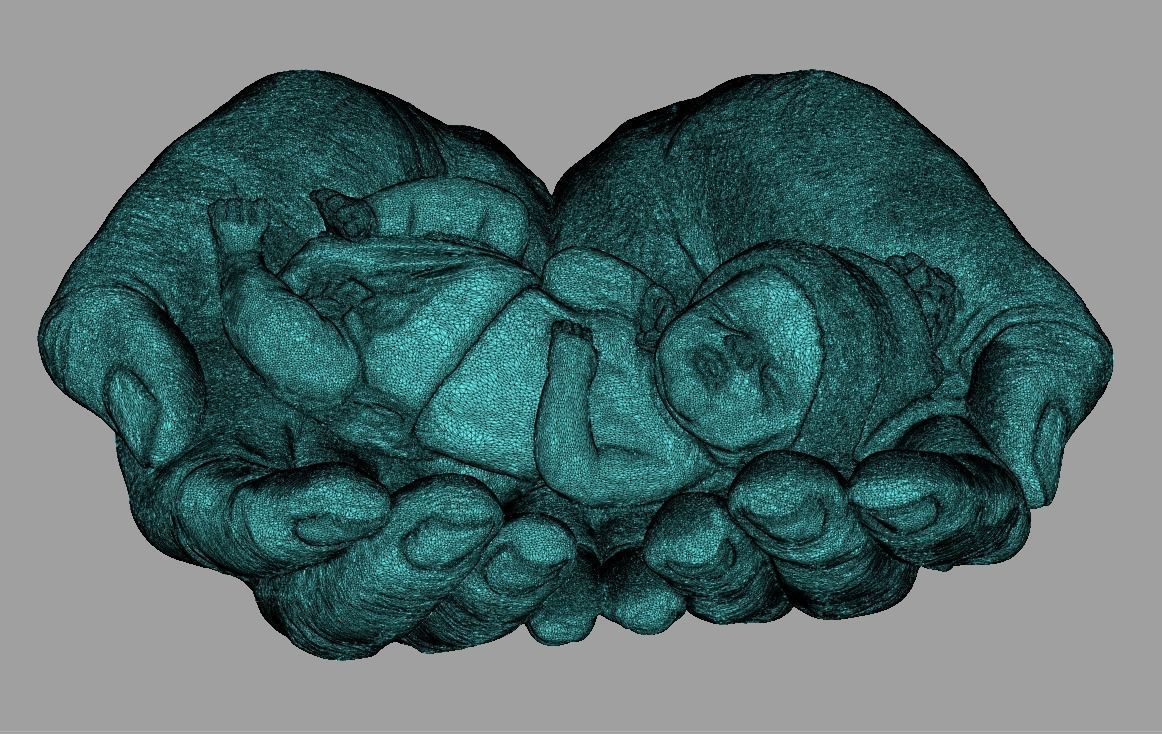 hands carrying sleeping baby 3D print model_38