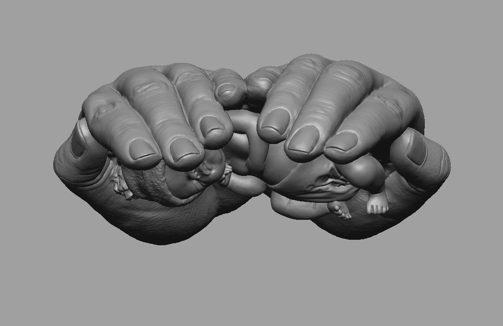 hands carrying sleeping baby 3D print model_66