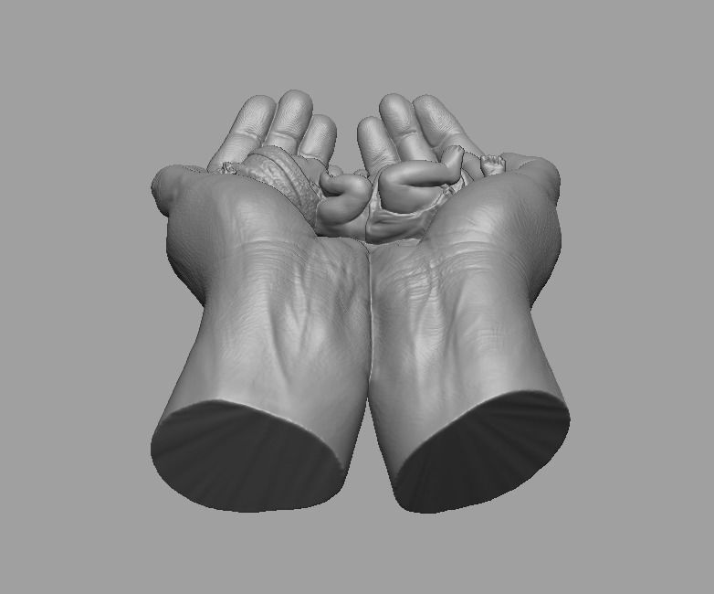 hands carrying sleeping baby 3D print model_54