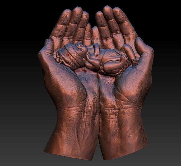 hands carrying sleeping baby 3D print model_35