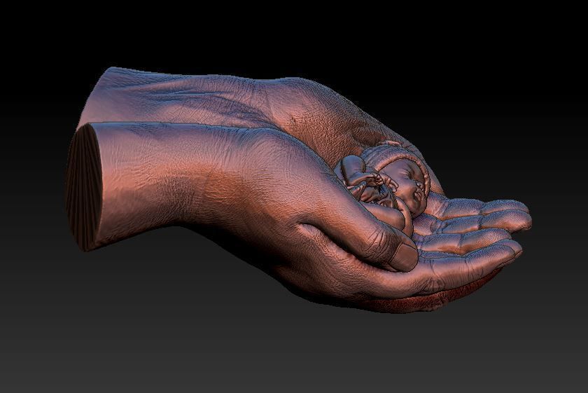hands carrying sleeping baby 3D print model_32