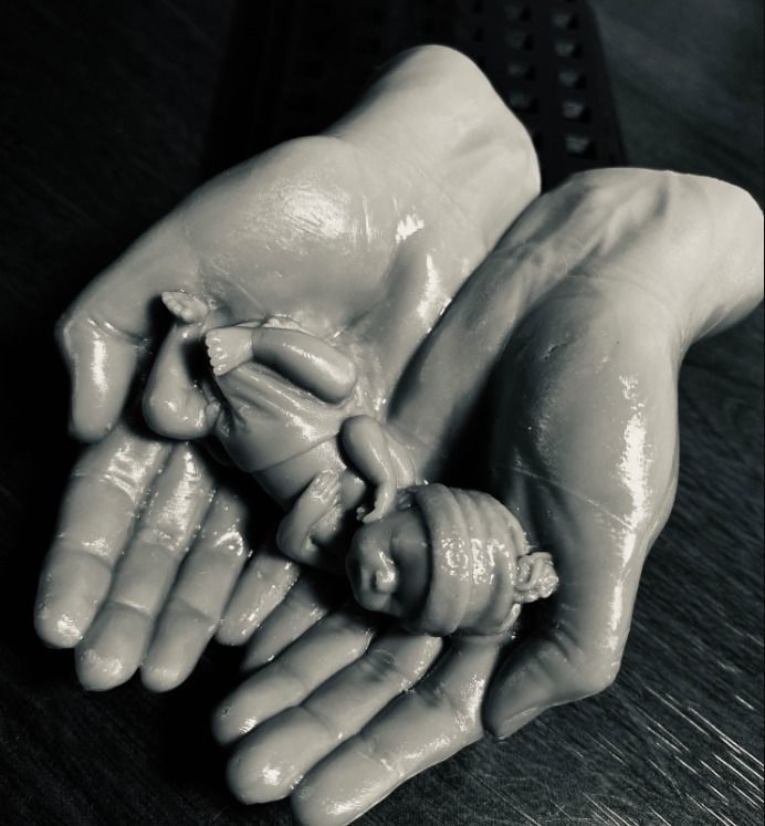 hands carrying sleeping baby 3D print model_39