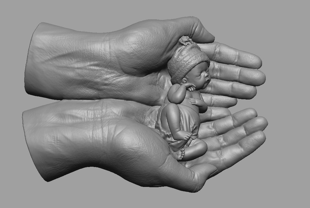 hands carrying sleeping baby 3D print model_52