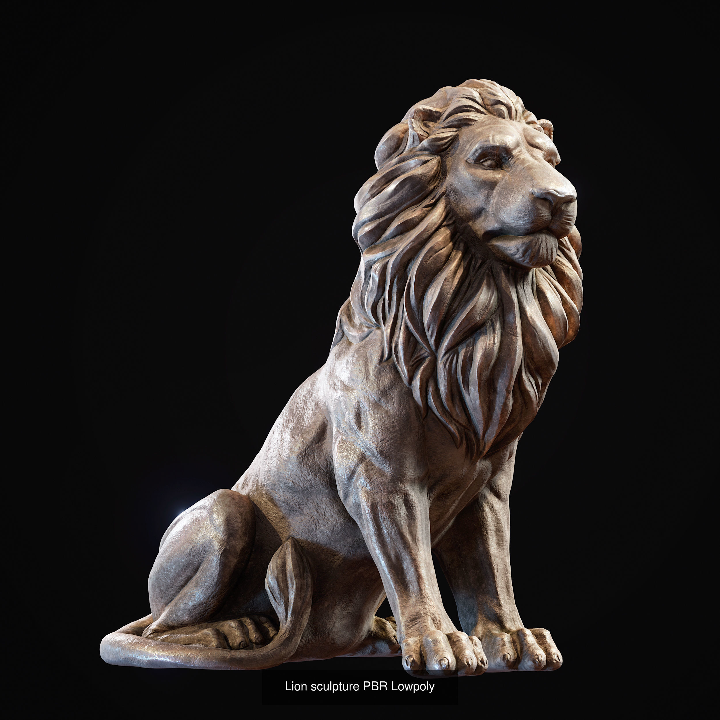 3 lions PBR lowpoly models collection _15