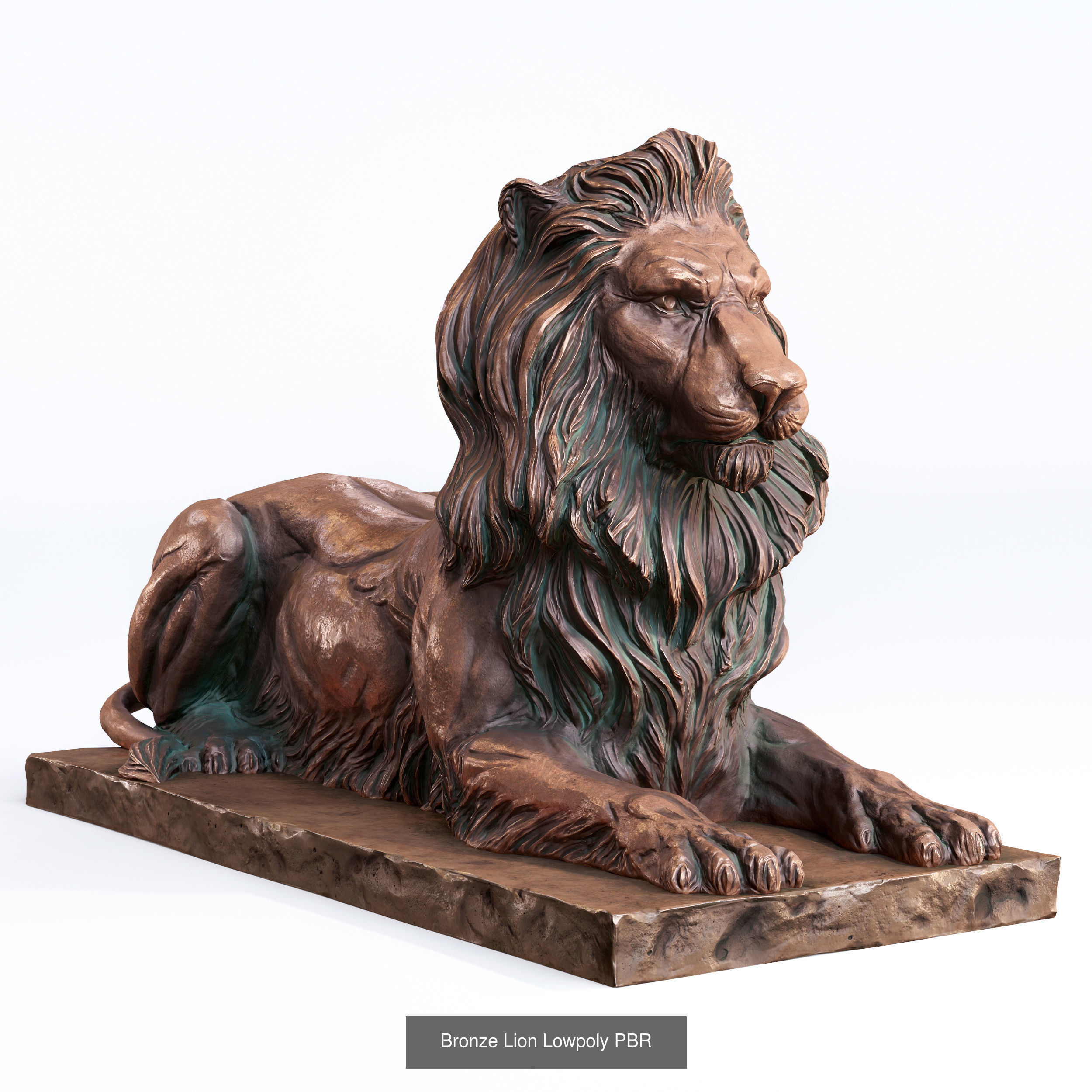 3 lions PBR lowpoly models collection _8