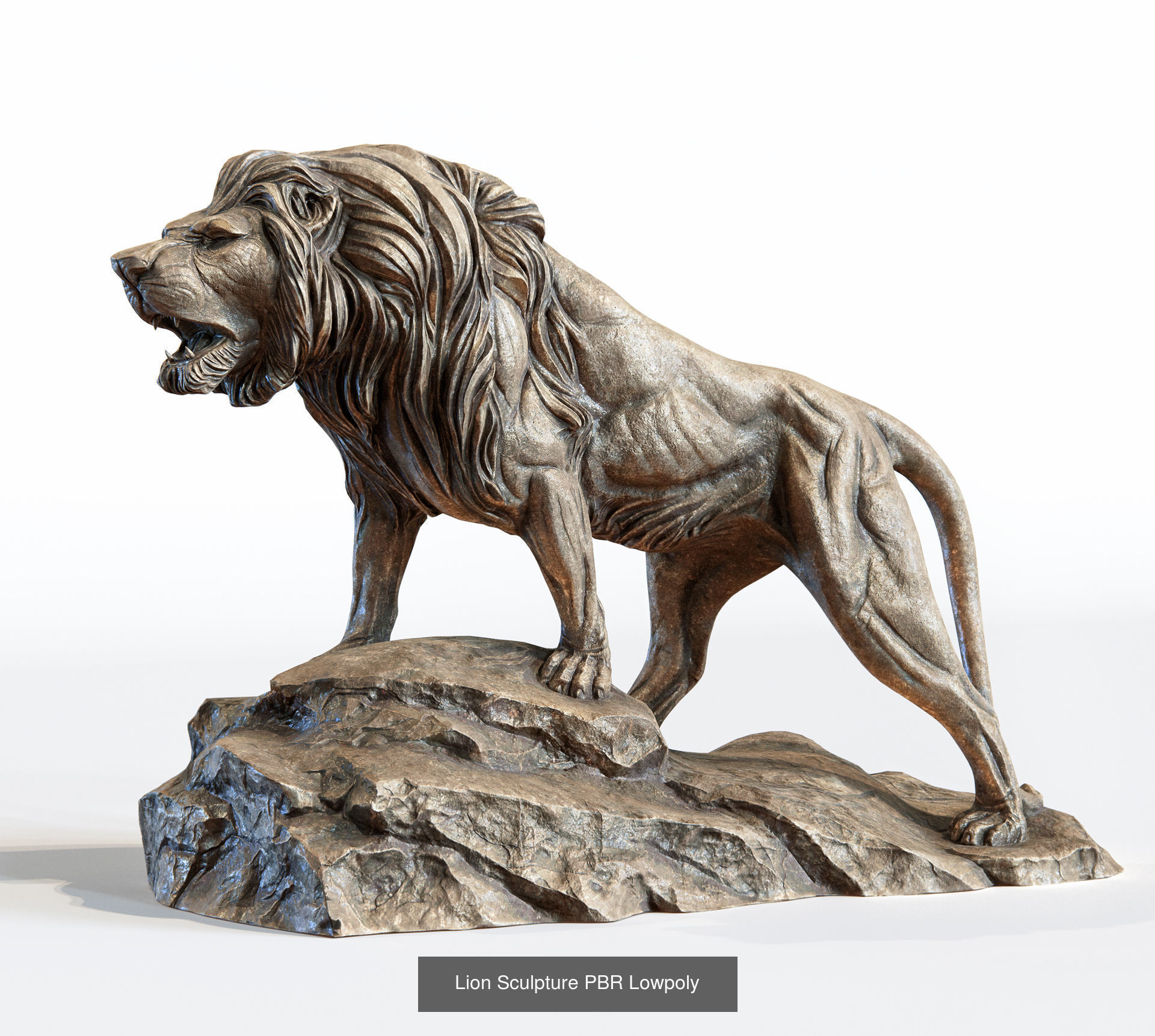 3 lions PBR lowpoly models collection _6