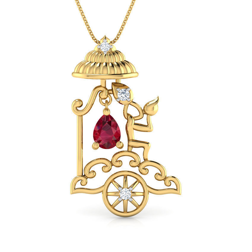 Krishna Chariot Pendant  3D print model_4