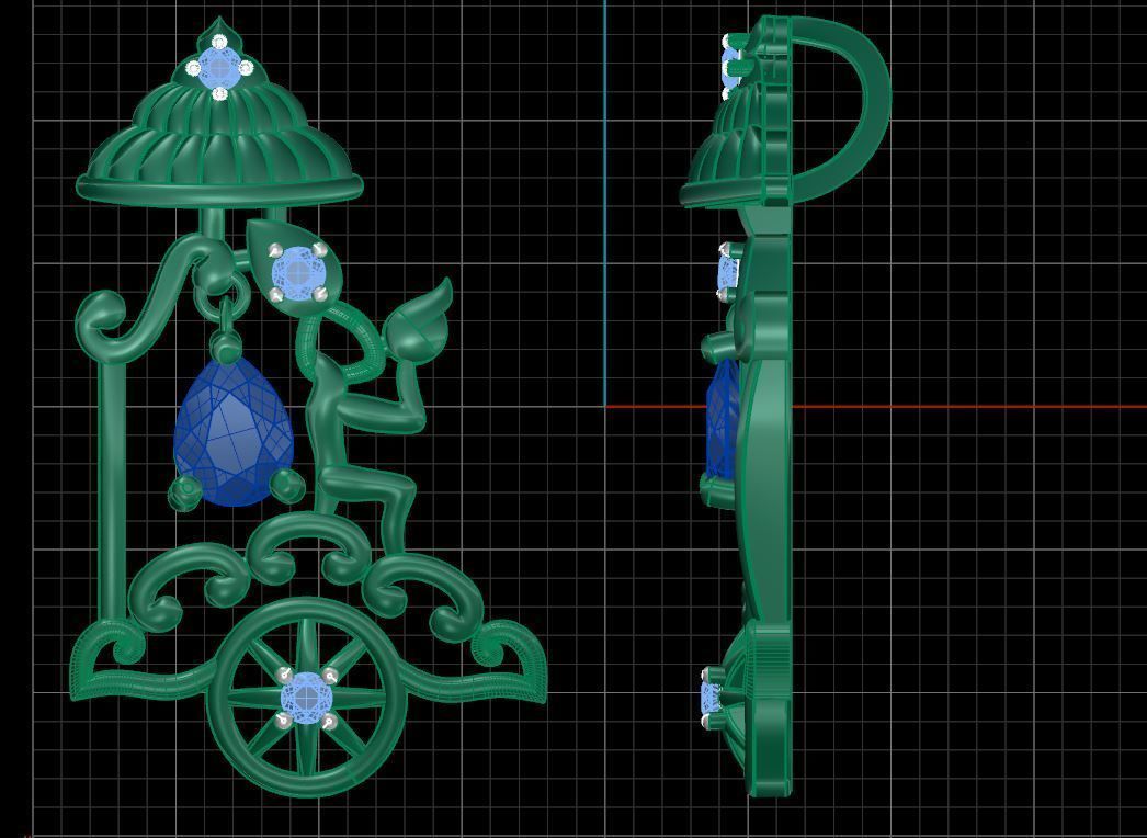 Krishna Chariot Pendant  3D print model_10