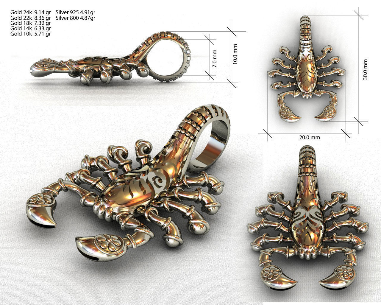 Scorpion ring 3D print model_2