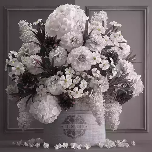 Bouquet white of flowers in a gift box