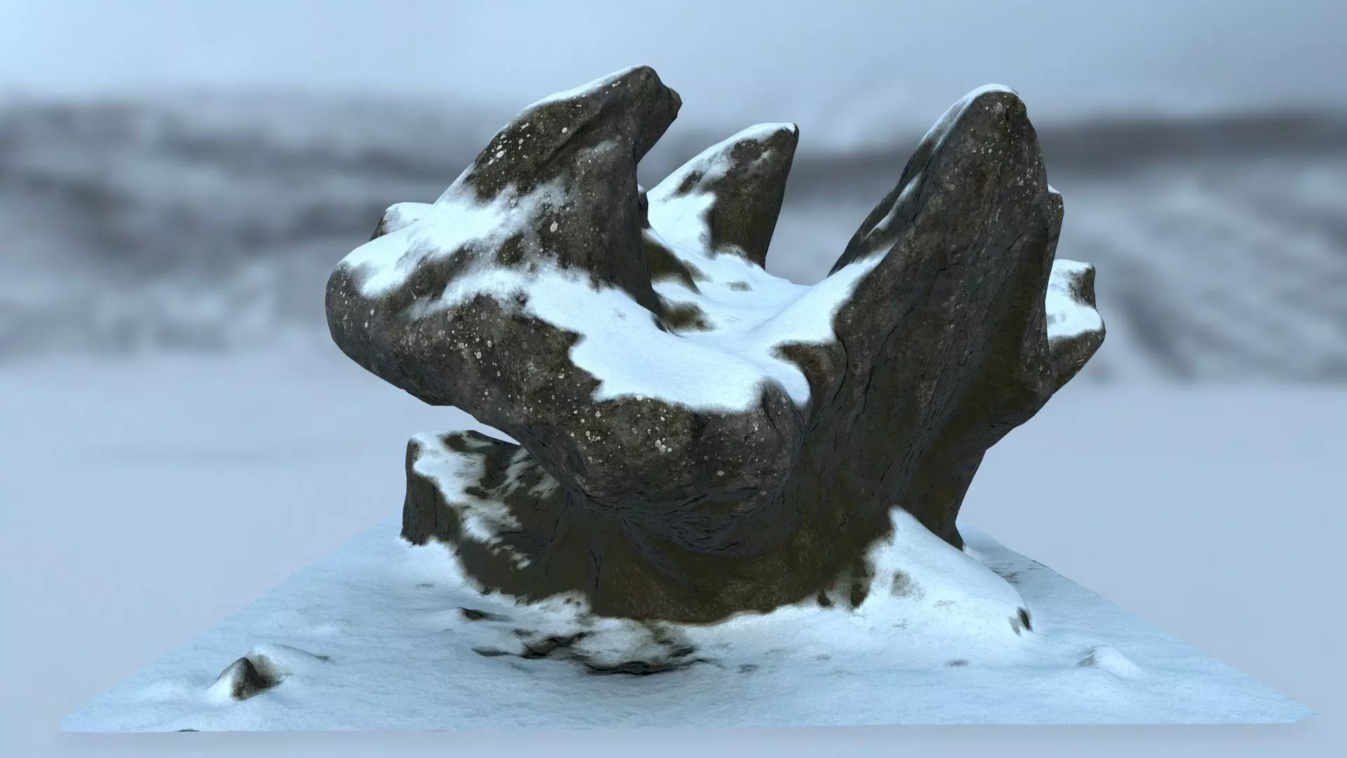 snow rocks Low-poly 3D model_0