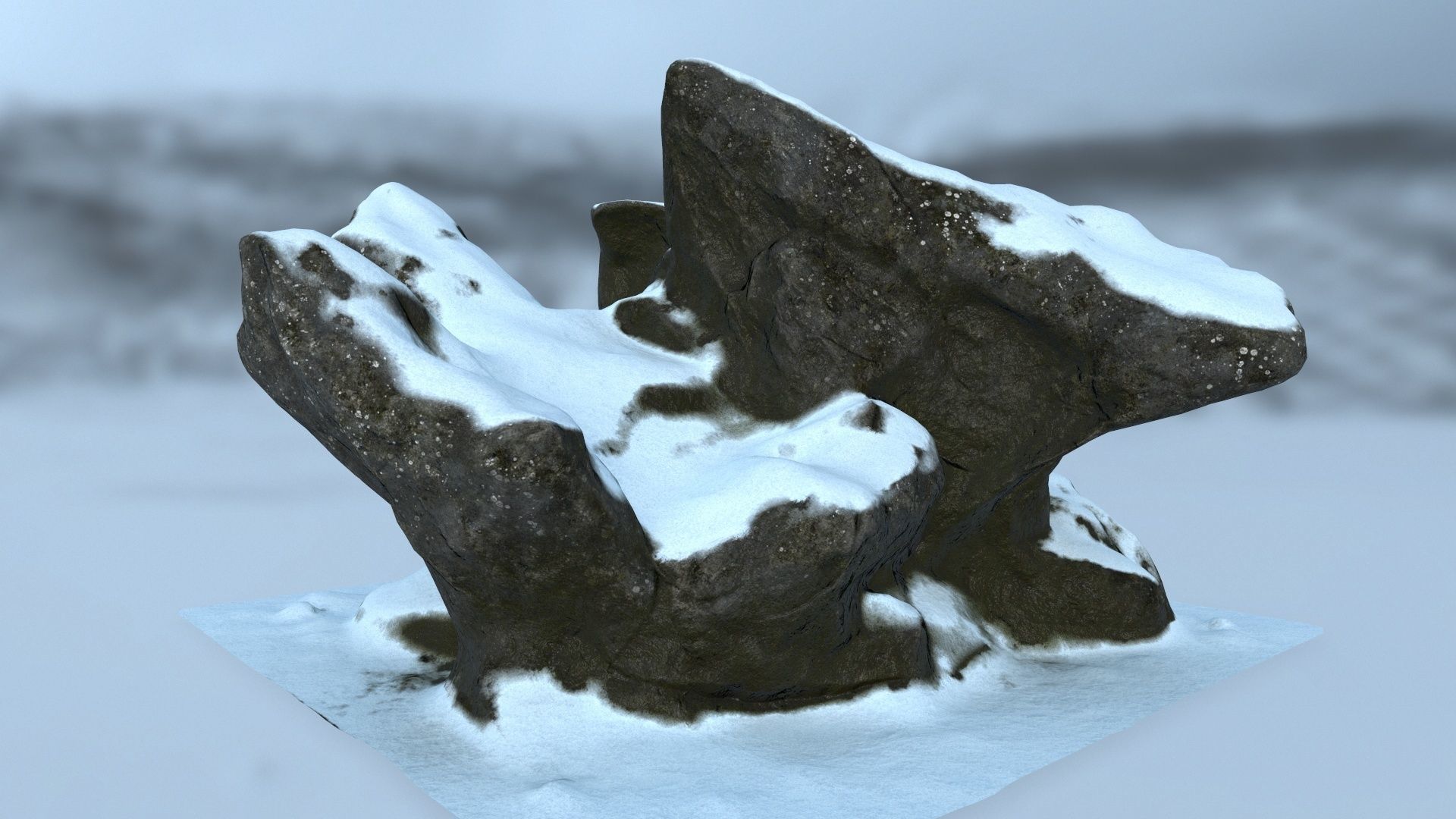 snow rocks Low-poly 3D model_3