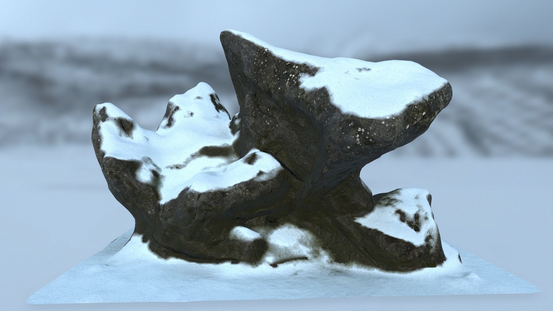 snow rocks Low-poly 3D model_4