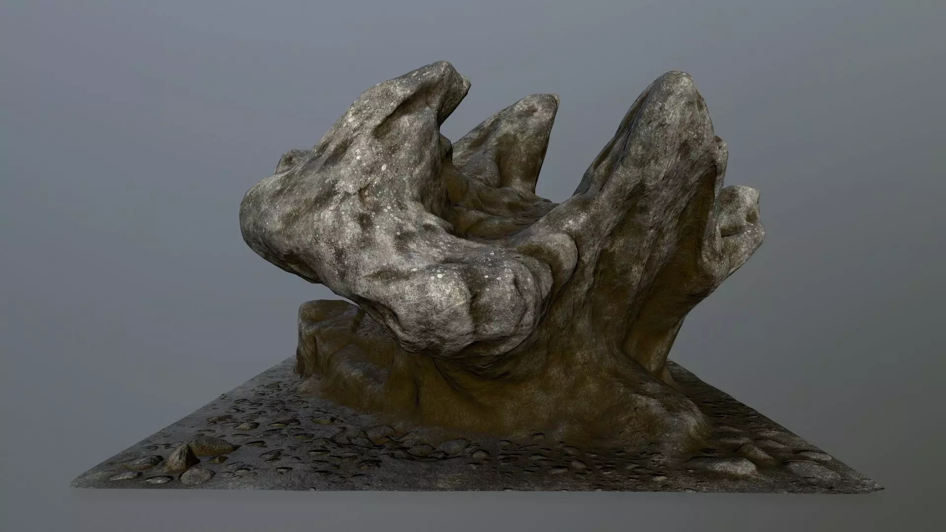 rocks tree stump Low-poly 3D model_0