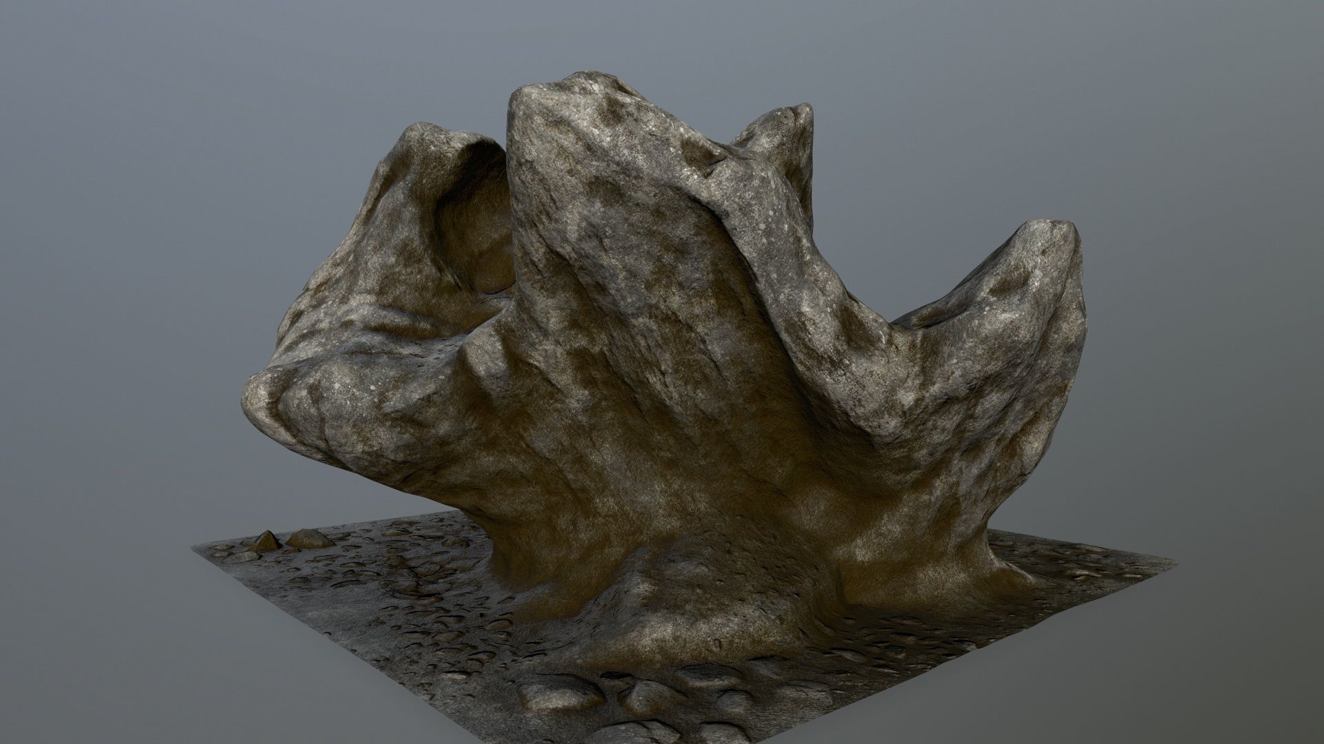 rocks tree stump Low-poly 3D model_1