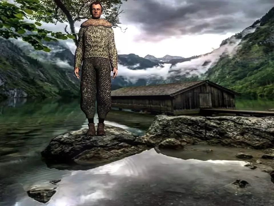 Scarf villager Low-poly 3D model