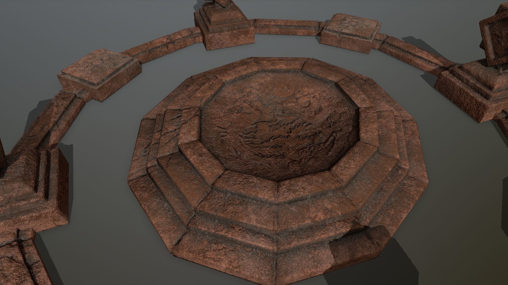 temple 3 circular stone structure Low-poly 3D model_4
