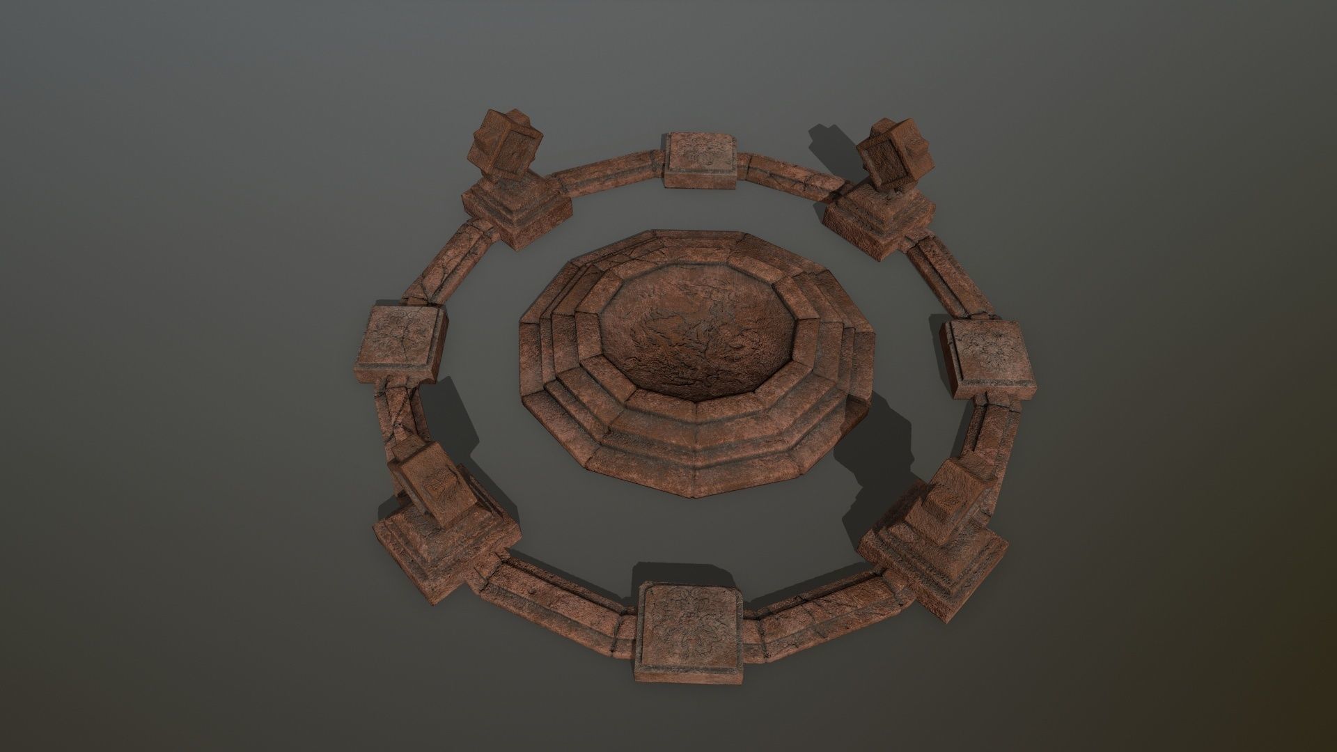 temple 3 circular stone structure Low-poly 3D model_3