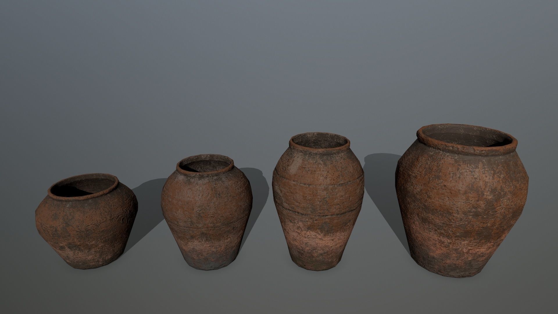 old vase set Low-poly 3D model_9