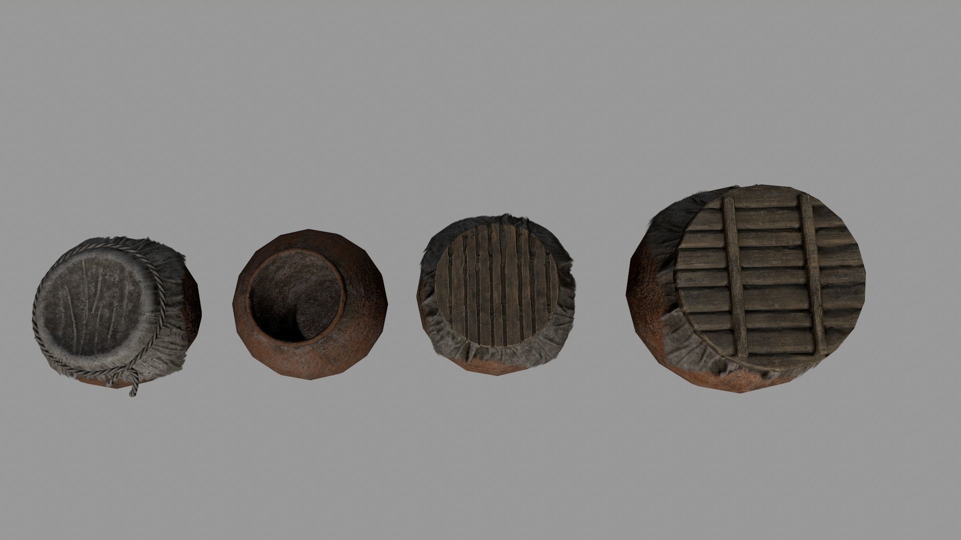 old vase set Low-poly 3D model_11