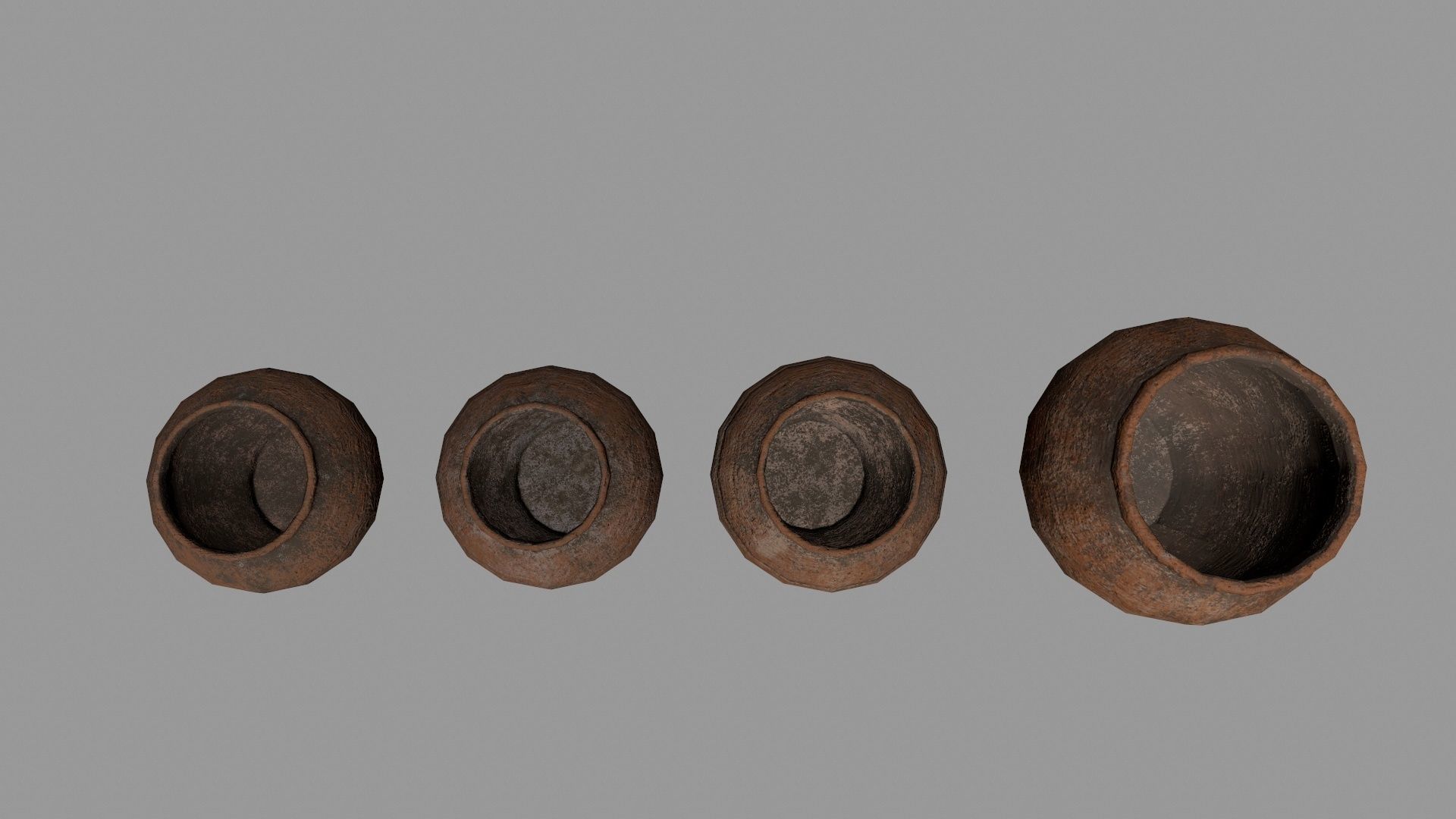 old vase set Low-poly 3D model_12