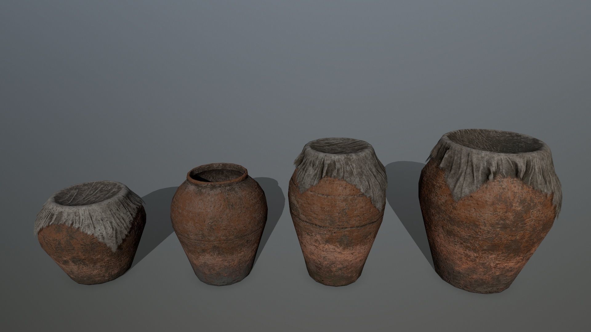 old vase set Low-poly 3D model_8