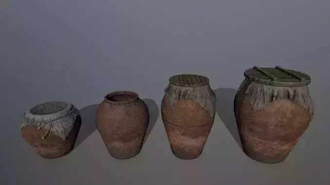 old vase set Low-poly 3D model