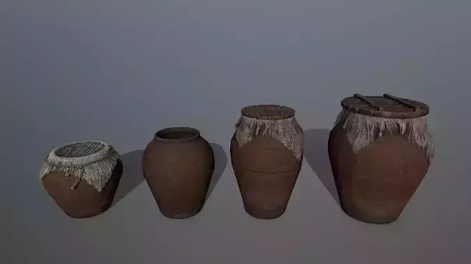 old vase set Low-poly 3D model