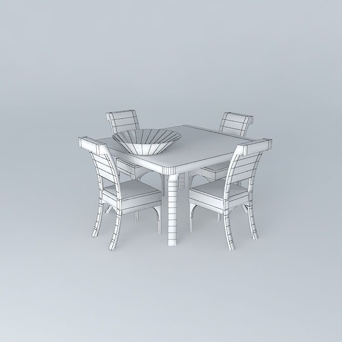 Dining Table Free 3D model_3