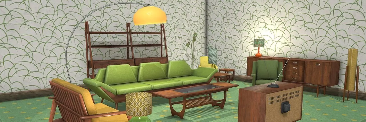 Retro - Living Room - Low Poly - Furniture Pack Low-poly 3D model_0