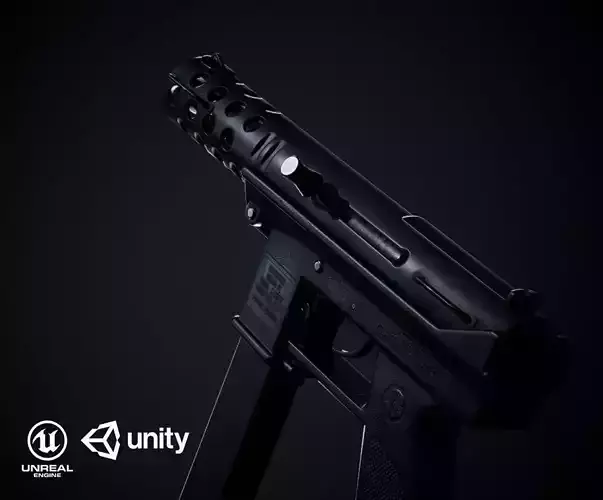 TEC-9 PBR gun Low-poly 3D model