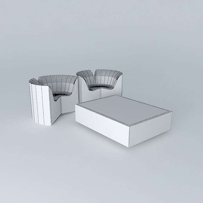 Armchairs and a coffee table Free 3D model_4