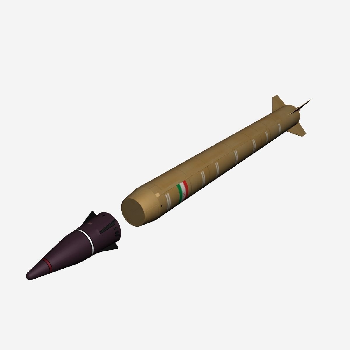 Emad Ballistic Missile 3D model_4
