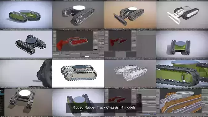 Rigged Rubber Track Chassis 3D Model Collection