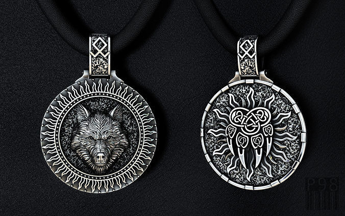 pendant of the wolf and the paw of the wolf 3D print model