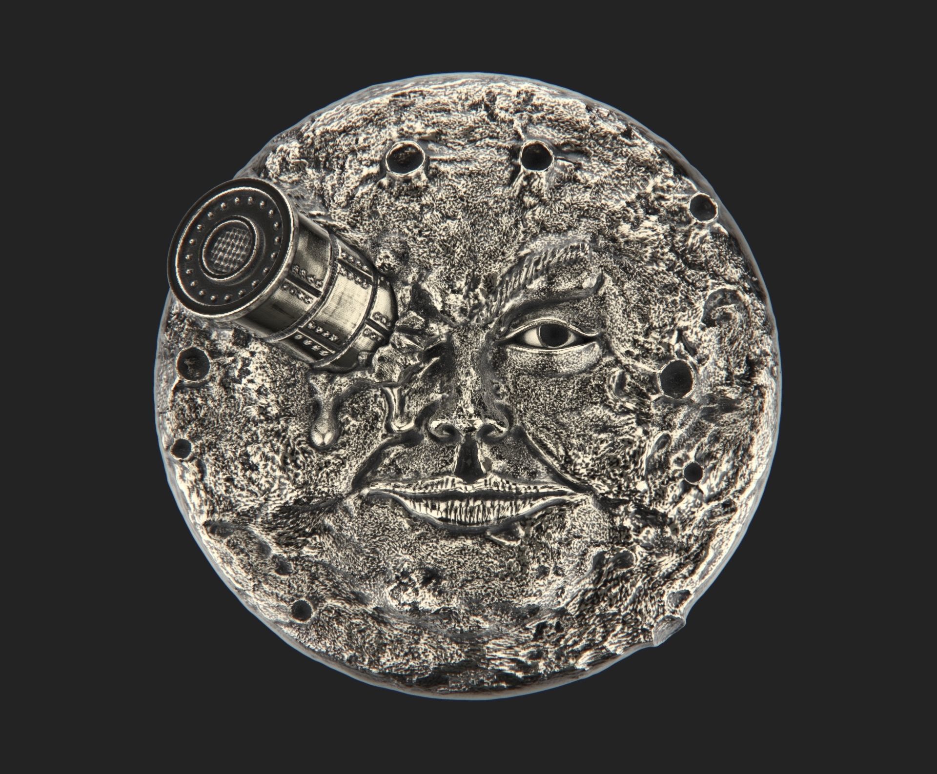 Moon Voyage Brooch And Pendant 3D print model_4