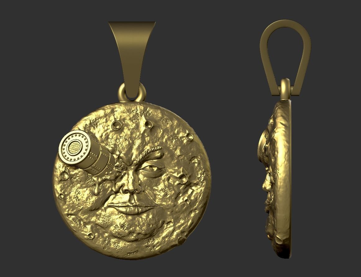 Moon Voyage Brooch And Pendant 3D print model_14