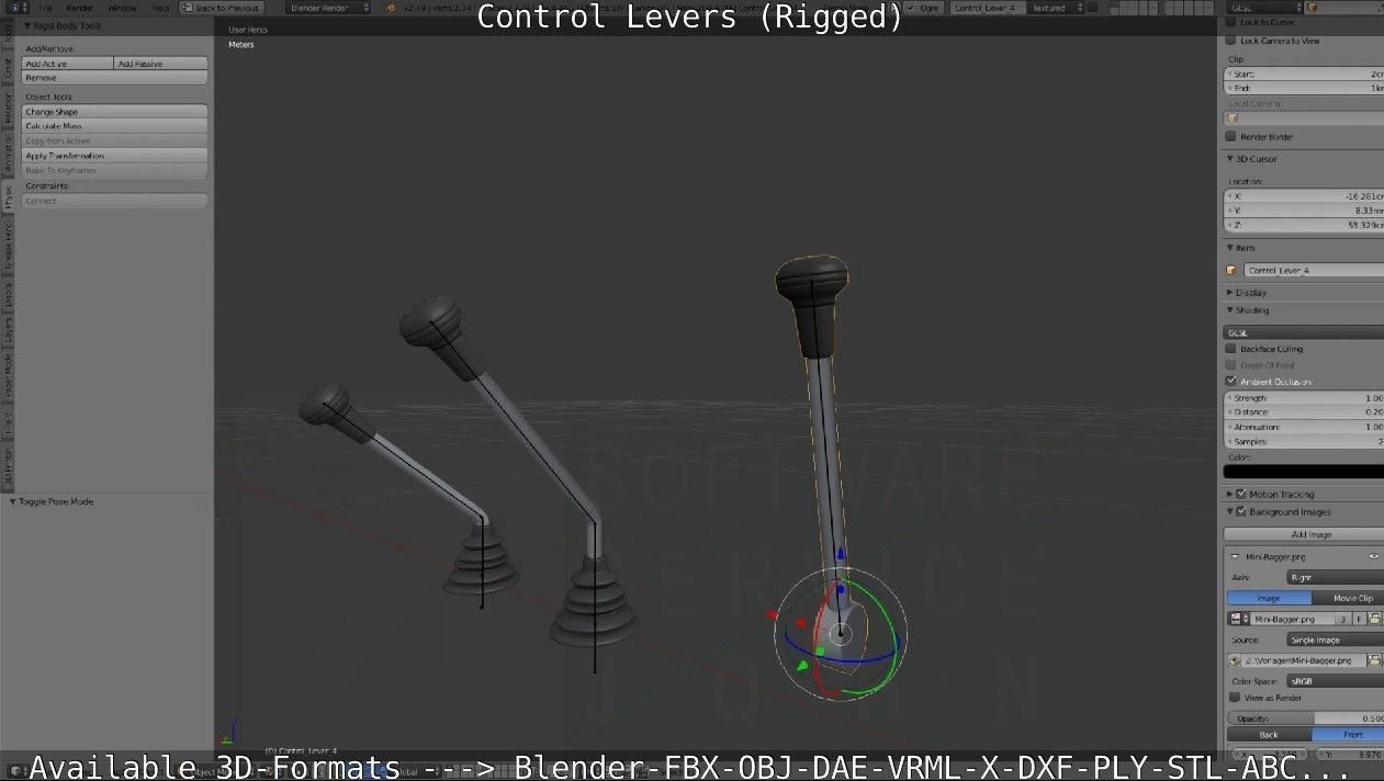 Control Levers - Rigged - Low-poly 3D model_12