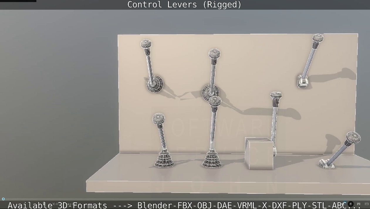 Control Levers - Rigged - Low-poly 3D model_87
