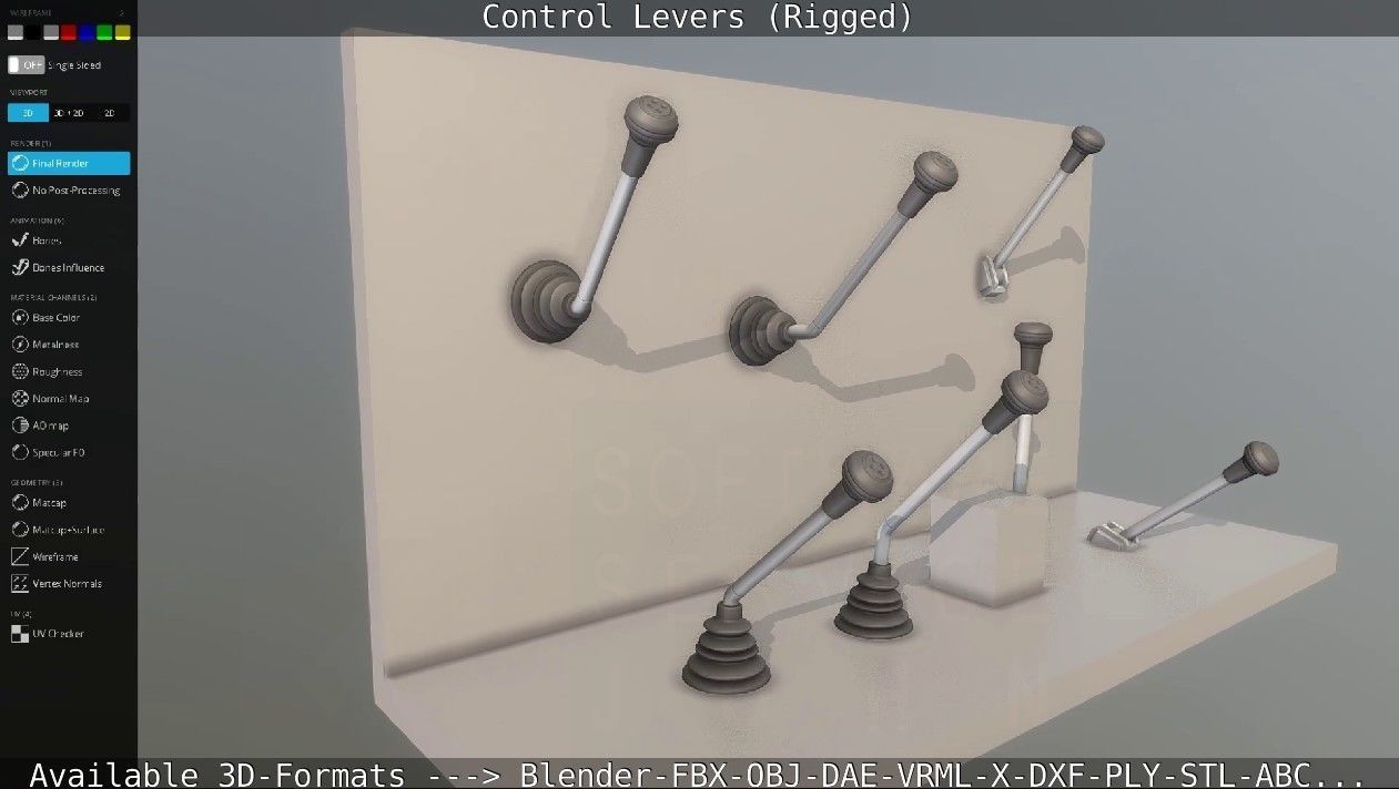Control Levers - Rigged - Low-poly 3D model_65