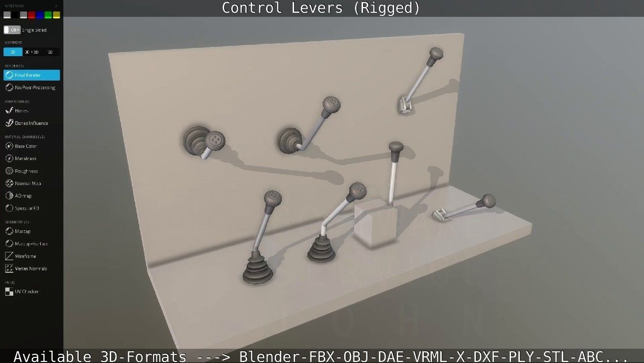 Control Levers - Rigged - Low-poly 3D model_63