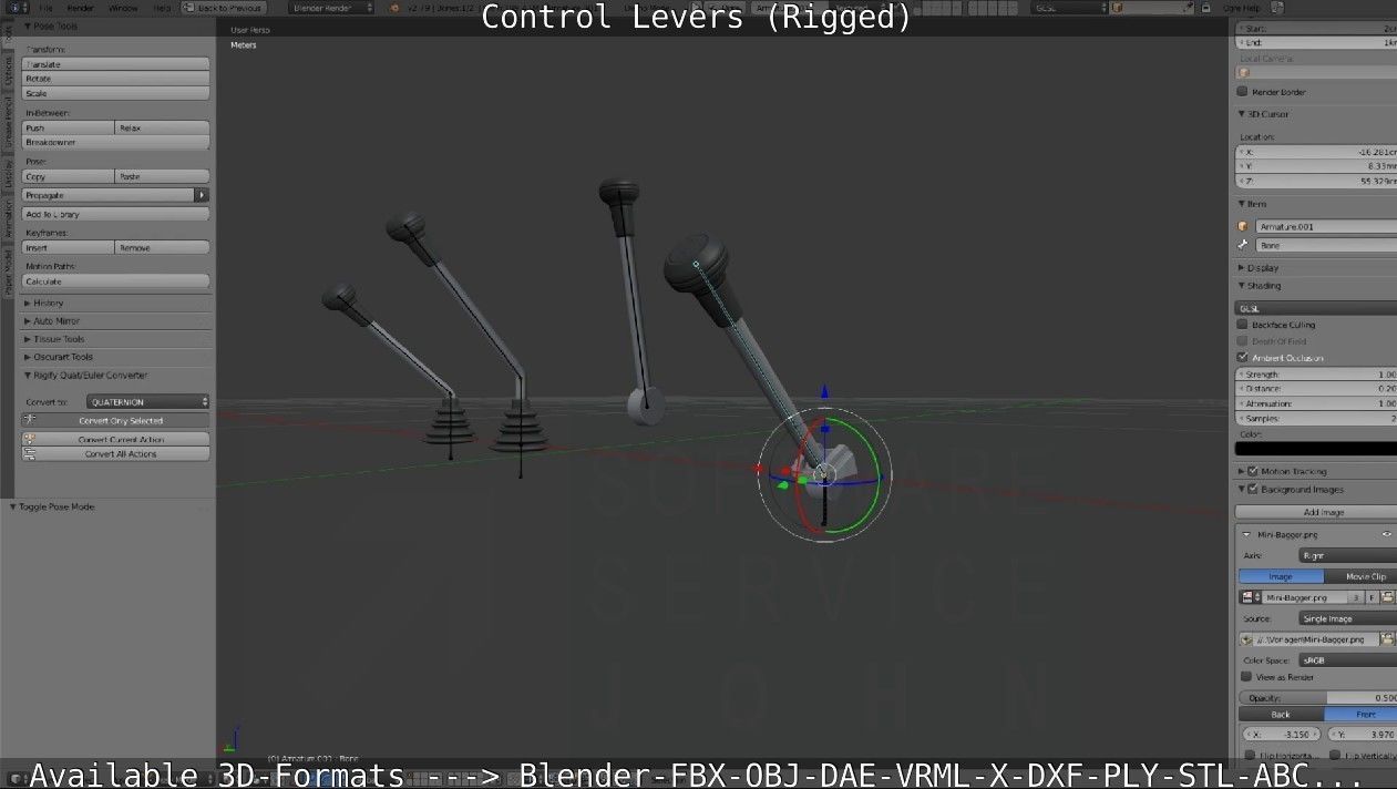 Control Levers - Rigged - Low-poly 3D model_10